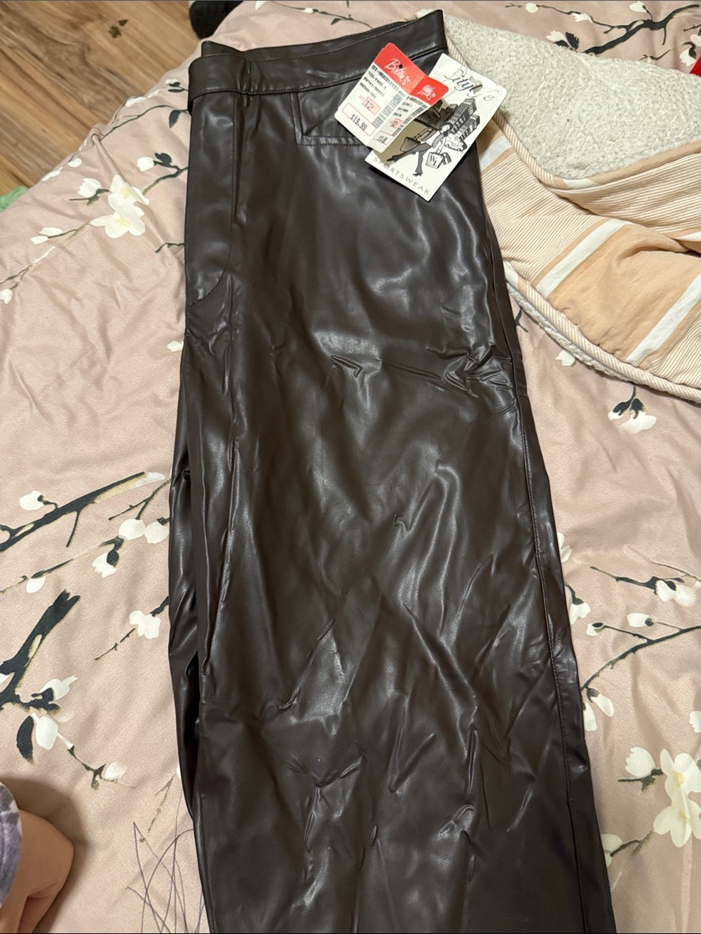 H&M Men's Faux Leather Pants Brown